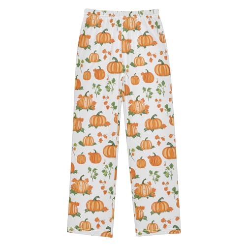 Orange Pumpkin Harvest Boys Pants for Kids Jogger Pants with Pockets S