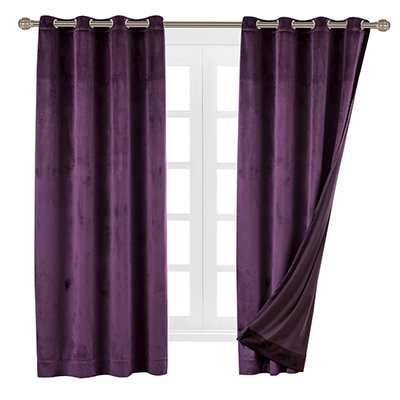 Cherry Home 52-Inch-By-63-Inch Velvet Blackout Grommet Curtain Panel, Purple #TOP3