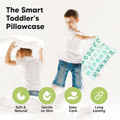 Image of KeaBabies Toddler Pillowcase 13x18 Organic Cotton Cover, KeaABC Mint