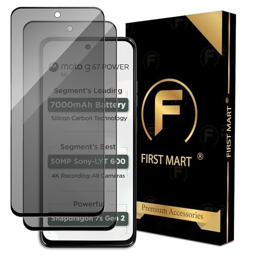 Image of FIRST MART Privacy Tempered Glass for Motorola G67 Power & Moto G57 Power, 2 Pack | Anti-Spy 9H Screen Protector, Edge-to-Edge, Case-Friendly, Scratch Resistant, Bubble-Free