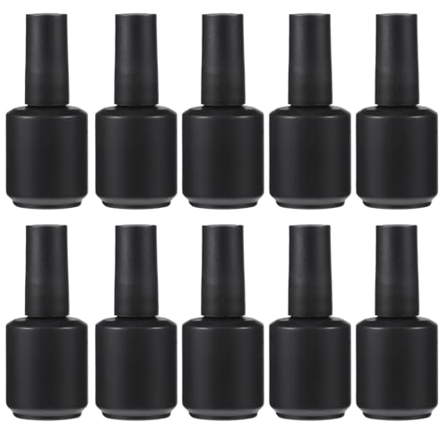 ABOOFAN 10 piezas Botellas de Vidrio para Esmalte de Uñas Tapa Negra Prueba de Fugas Frascos Recargables para Gel y Retoques Portátiles para Manicura DIY