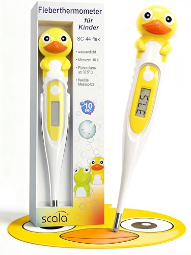Scala Sc 44 Duck Flex Speed 10 Sec. Termómetro Digital Fiebre Corporal Niños Adultos Medición Oral Rectal Axilar Preciso Rápido Seguro, Verde, Unisex, jaune