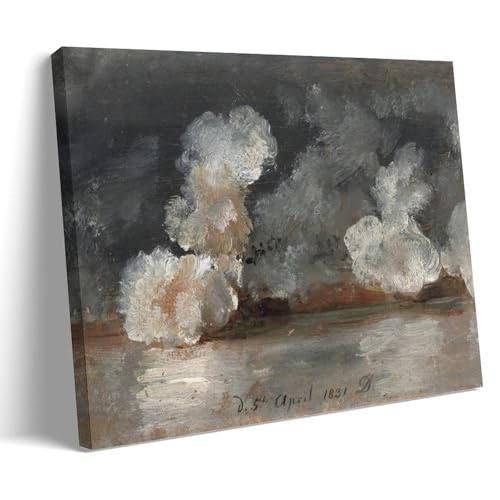 Nuages et reflets d'eau tableau romantisme J.C. Dahl art mural salon chambre 50x75