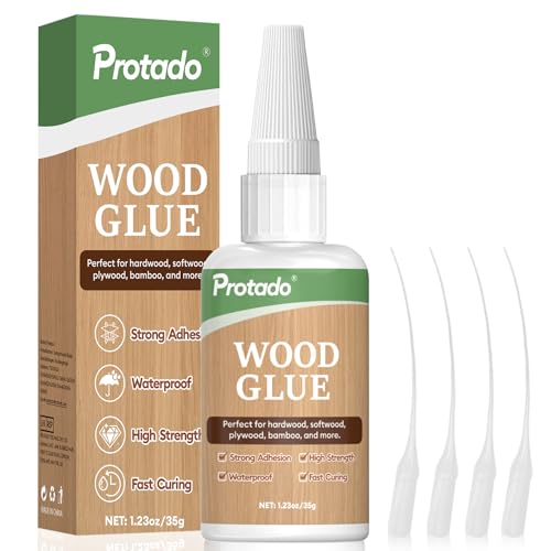 Protado Wood Glue, 35g Heavy Duty Super Strong Clear Glue, Waterproof Heat Resistant Adhesive for Wood Bonding, Repair, Furniture, Plywood, MDF, Carpentry, DIY Kits