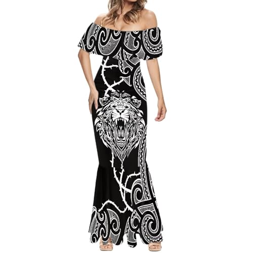 Image of Polynesian for Women S-7XL Off Shoulder Maxi Dress Hawaiian Summer Dresses