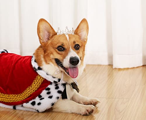 Lovelyshop Pet series Gold Plated Royal Rhinestone Pearl Full Round Dog/Cat Crown for Costume Hair Accessories-Medium Size