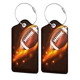 ラゲッジタグ かわいい漫画 ネームプレートファッション ファイヤー ラグビー アメリカン ボール スーツケース ネームタグ 紛失防止 ラゲージタグ ステンレス鋼の革 スーツケース タグ