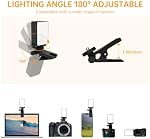 Suptig Mini Lumière vidéo, Lumière de Selfie pour téléphone, Ordinateur portable, Caméra, Gopro, DJI Décision 5 pro, DJI Action 4-3, Éclairage de conférence avec pince & Adaptateur de trépied caméra rechargeable 750mAh Noir.