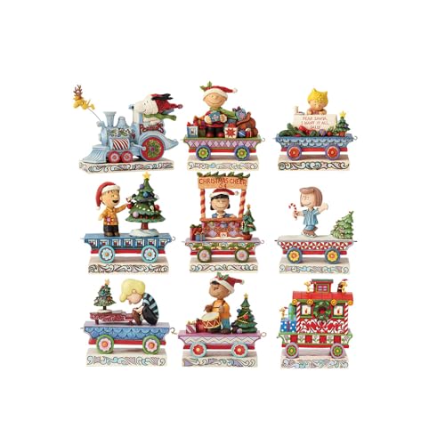 Enesco Peanuts by Jim Shore Characters Train Car Figurine Set, Various Sizes, Multicolor