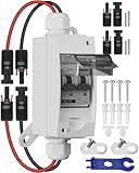 CNLonQcom Solar Disconnect Switch 63A DC1000V Circuit Breaker 2P with PV Connector and IP65 Small Breaker Box and Wall Hooks for Outdoor PV Stystem, Battery, PV Array MCB
