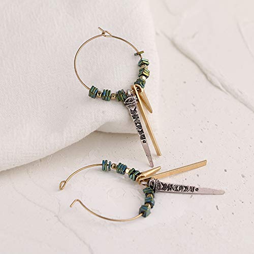 Boucle d'oreille hématite géométrique et rétro pour femmes