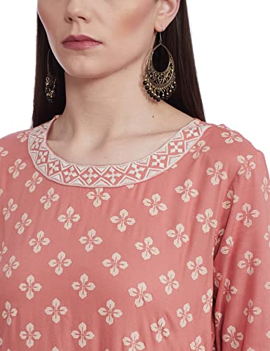 Image of Max Women Rayon Regular Fit Printed A-Line Regular Kurta