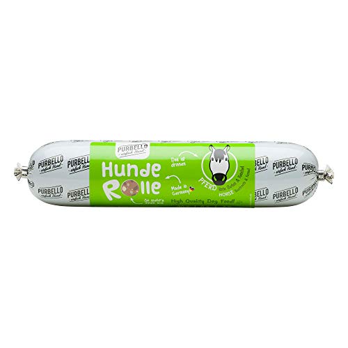PURBELLO Hunde-Rolle Pferd mit Roter Bete & Fenchel - Monoprotein Hundefutter mit hohem Fleischanteil - Nassfutter für Hunde - Hundewurst schnittfest & getreidefrei, 8 x 400 g