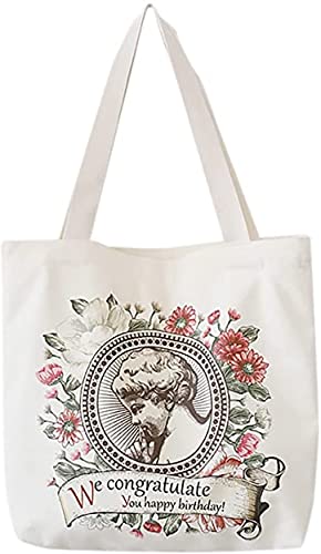 通用Canvas Tote Bag Aesthetic Shoulder Bag with Inner Pocket Reusable Grocery Bag Shopping Bag for Women Zipper Closure (D-Eros)