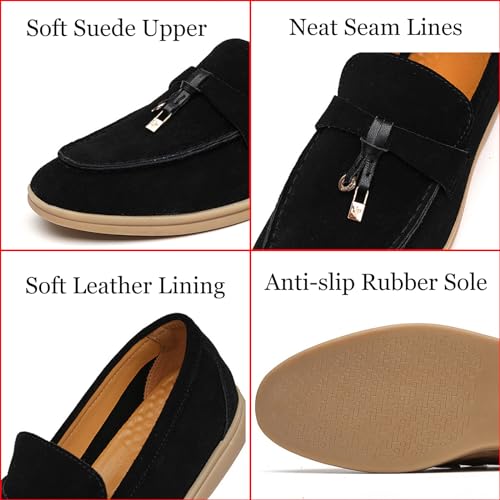 Zeberfi Men's Luxury Suede Penny Loafers Shoes with Pendant Decor,British Retro Casual Slip On Flats Tuxedo Dress Shoes for Prom Wedding2