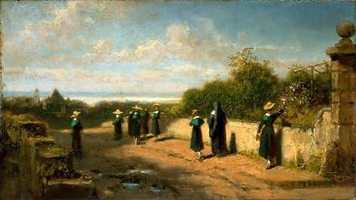 Impression d'art haut de gamme Carl Spitzweg paysage sur toile de lin 60x90