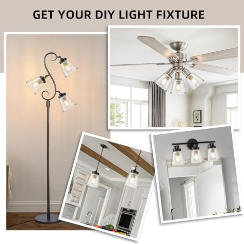 Image of 4 Pack Clear Glass Shade Replacements, Bell Shaped Glass Shade Covers, 4.72 inchHigh, 4.72 inchDiameter,2.12 inchFitter, High Transmittance Trapezoidal Lampshade