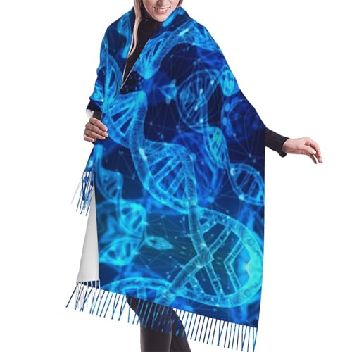 Dna Chain Photo Print Fringed Scarf Lightweight Women'S Fashion Scarf Soft Wrap Shawl Tassel Scarf Gift