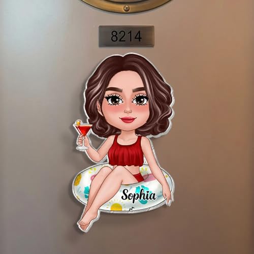 Imán personalizado para puerta de crucero con diseño de chica miniatura 2