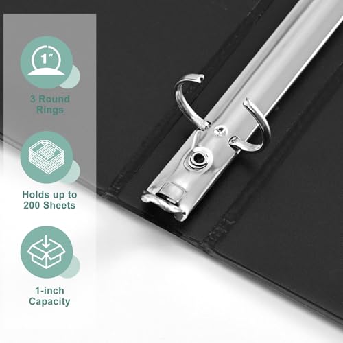 SUIN1-Inch 3-Ring-Binder, Customizable Clear View Cover, for US Letter Size 8-1/2 x 11\'\', Perfect for Office/School (Black - 12 Packs)