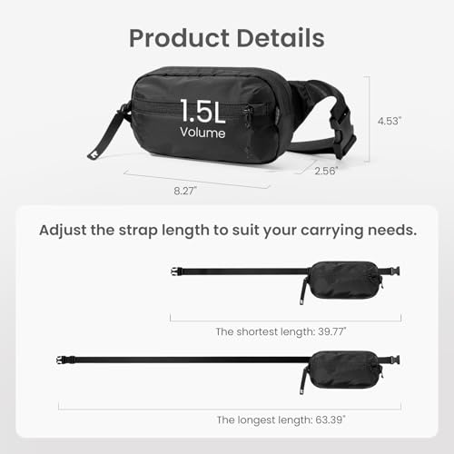 tomtoc Bolsa tiracolo de 1,5 L com bloqueio RFID, bolsa tiracolo minimalista para homens e mulheres,