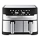 Jamie Oliver by Tefal Dual Drawer Heißluftfritteuse, Doppelkammer, 2 unabhängige Garzonen, 8 automatische Programme, 8,3 L Gesamtfüllmenge, Schwarz/Edelstahl, EY90JDE1