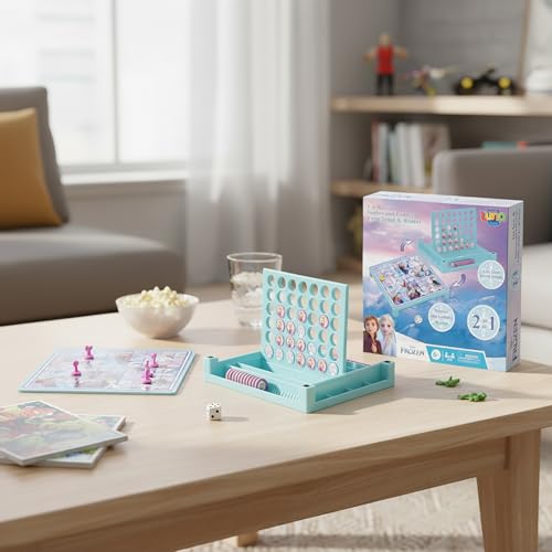 Die Eiskönigin 2-in-1-Brettspiel, 10,2 cm einer Reihe und Schlangen und Leitern, klassisches Strategie- und Familienspaßspiel, Kinder-Brettspiel mit Prinzessinnen-Thema, pädagogisches und kreatives – Bild 3
