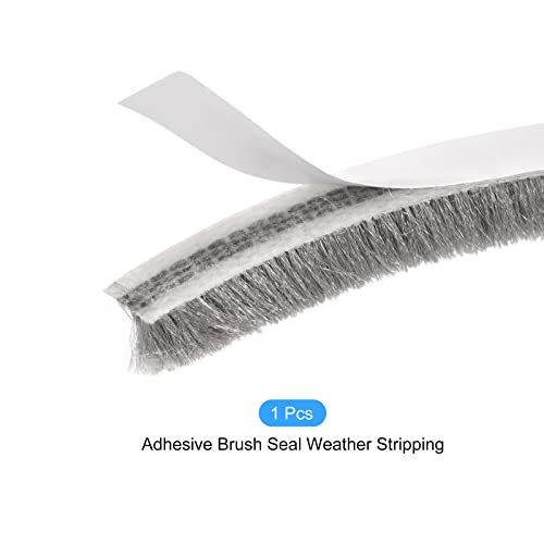 Metallixity Adhesive Brush Seal Weather Stripping (5/16"X9/32"X16.4Ft), Door Brush Strip - For Sliding Sash Door Window Wardrobe Seal, Gray #TOP5