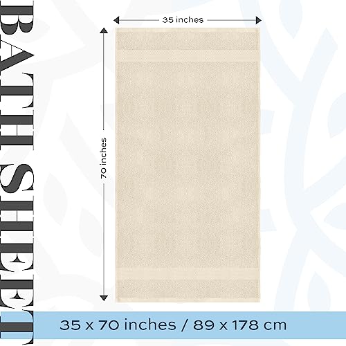 White Classic Luxury Soft Ivory Bath Sheet Towels - 650 GSM Cotton Luxury Bath Towels Extra Large 35x70 | Highly Absorbent and Quick Dry | Hotel Collection Extra Large Bath Towels Oversized, 2 Pack