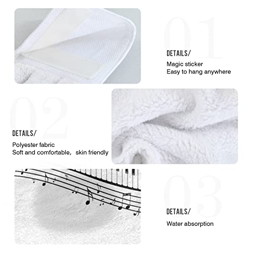Zzkko Music Note Kitchen Hand Towel Set Of 2 Hanging Towels With Hook & Loop Home Decor Bath Hand Towel Hang Cloth Tie Towel Absorbent #TOP4