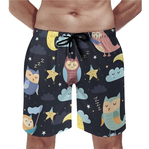 Shorts de bain homme stars owl moon avec poches et cordon de serrage taille S