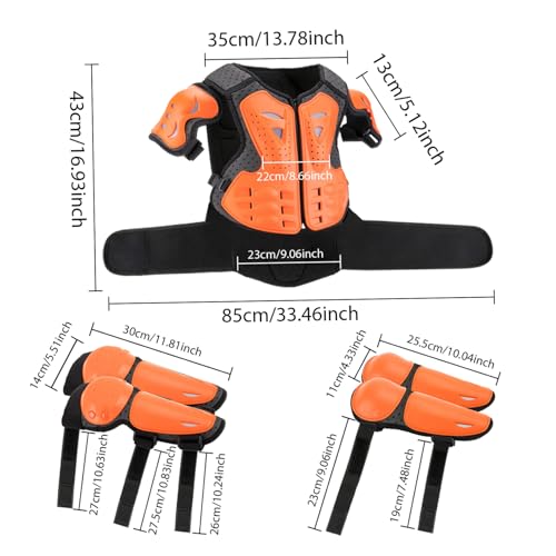 Equipo de motocicleta para niños con chaleco protector naranja ajustable 5