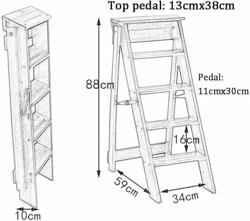 Taburete de madera escalera plegable y convertible en silla multiusos de biblioteca 4