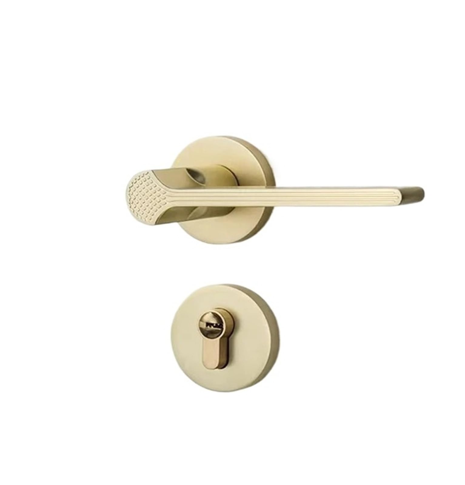 OPTEPYOE Bedroom Split Door Lock Wooden Handle(Brushed Copper)