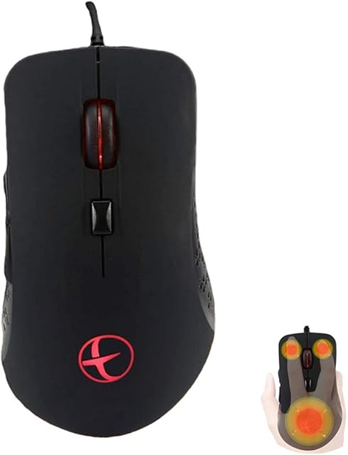 AUBGSANG With Heated Mouse, Wired Gaming Mouse, Ergonomic Design, 6 Programmable Buttons, 2400 Dpi, Suitable For Windows Computer Games-Black