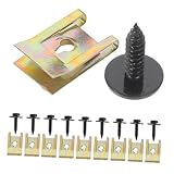 GRIRIW 10セット 車用 ナットクリップ スクリュー 属製耐久ボディクリップ ネジ式内張り固定 車内アクセサリー ドア ルーフ ボディ用 簡単装