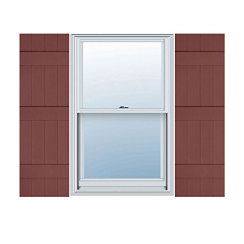 Builders Edge 14 in. W x 57 in. H, Custom Four Board Joined (3 Batten), Board-n-Batten Shutters, Includes Matching Installation Spikes (Per Pair), 027 - Burgundy Red