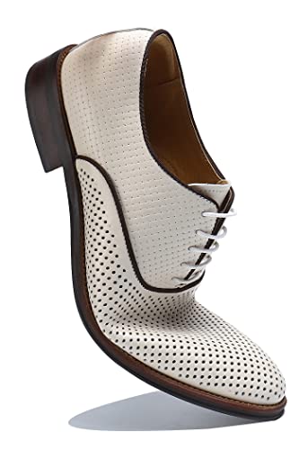 Santimon Mens Oxfords Formal Dress Shoes Summer Skeleton Genuine Leather Derby Fashion Business Casual Prom Wedding Tuxedo Comfortable Shoes for Men3