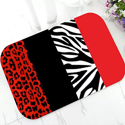 Elegante leopardo rojo y estampado de animales de cebra, estera de puerta de bienvenida, felpudo, alfombra, alfombra antideslizante, alfombrillas de entrada de leopardo, decoración hogar-45x75cm Cover