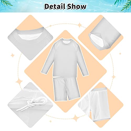 Boys Rash Guard Swimsuits Set Long Sleeve Swim Shirt And Bathing Suit Toddler Kid Swimwear Trunks Set 4T White #TOP3