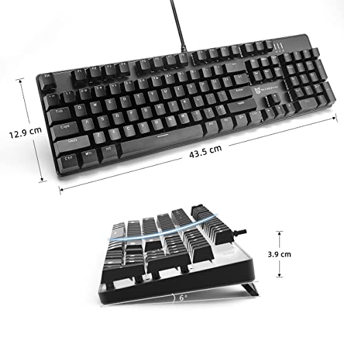 Image of Merdia Mechanical Keyboard Gaming Keyboard | Red Switch, White Backlit Keyboard | 104 Keys US Layout | Wired Gaming Keyboard | Hot Swappable Mechanical Keyboard | PC Gaming Keyboards (Black)