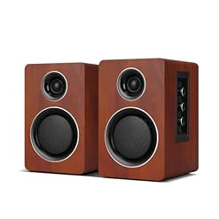 Computer Speakers for Desktop PC, Active Bookshelf Speaker with 3‘’ Carbon Fiber Woofer and Silk Film Tweeter ,Supports Bluetooth 5.3, USB-C, AUX/RCA Input for Record Player TV – Brown Stereo Set - Les Beatles, Paul McCartney, John Lennon, RIngo Starr, George Harrison