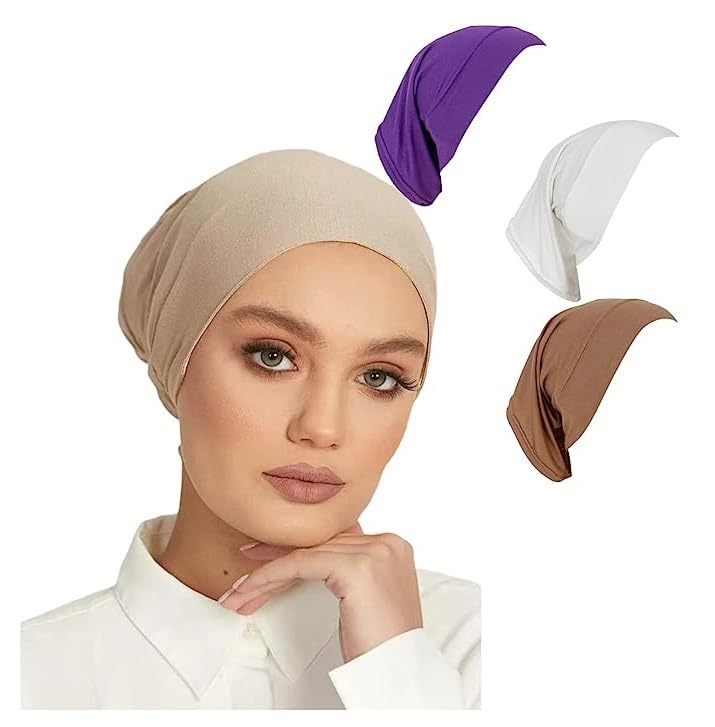 Bandana Under Scarf Hijab Cap Under Caps for Turban Head Wraps Scarf Solid Color Hijab Tube Unisex Stretch Dreadlocks Neck Cover-image-28