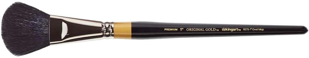 KINGART Premium Original Gold 9275-1 Oval MOP Series Artist Brush, Soft Natural Hair, Short Handle, for Acrylic, Watercolor and Oil Painting, Size 1"
