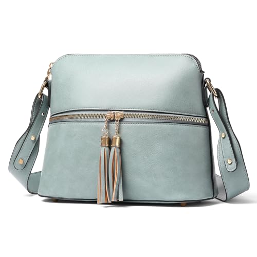 LOUEBICA Small Crossbody Purse Leather Crossbody Bags for Women Zip Cell Phone Leather Women's Shoulder Handbags with Tassel…