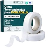 gemola Cinta Termoadhesiva para Dobladillos EXTRA FUERTE - 50 Metros x 30 mm - Cinta Adhesiva Dobladillos. Cinta para Cortinas, Bajo Pantalón, Vestidos, Vaqueros - 30 milímetros ancho