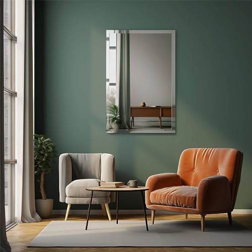Farmer 28X36 Inch Rectangle Frameless Mirror, Rectangle Mirror With 1 Inch Beveled Edge, Beveled Bathroom Wall Mounted Mirror thumb #1