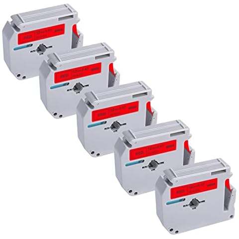 Compatible with Brother P Touch M Tape M-K431 MK 431 12mm 0.47 Black on Red Label Tape for Brother Label Maker PT-M95 PT-65 PT-90 PT-70BM PT-45,5-Pack Cover