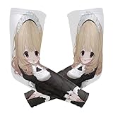 voucong Cute Maid - Manga de compresión para brazo (1 par), mangas de protección solar UV para jóvenes, para conductor, baloncesto, golf, talla M