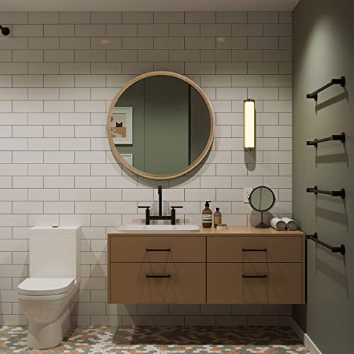 Round Mirror 18 Inch Bamboo Circle Mirror Bathroom Mirror Wall-Mounted Mirror Vanity Mirror With Wood Framed Decorative Mirror Wall Mirror For Bathroom Entryway Living Room Bedroom #TOP6